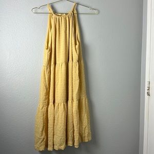 A New Day Yellow Adjustable Halter Neck Tiered Dress